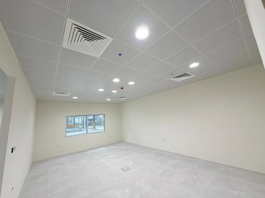Office interior with false ceiling and painted walls
